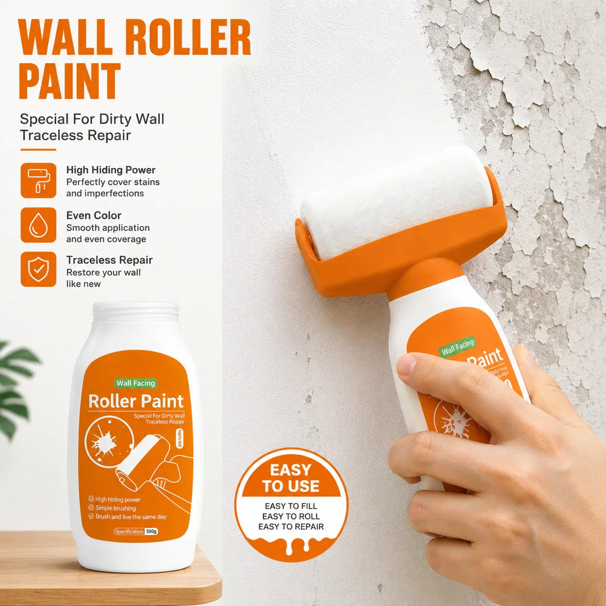 2-in-1 Wall Paint Roller | Cover Marks & Refresh Walls | ₹699